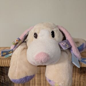 Plush Puppy Stuffed Animal - Cream with Pink & Lavender Accents